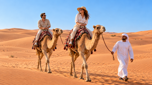 تجربة ركوب الجمال لمدة 20 دقيقة في صحراء لهباب بدبي