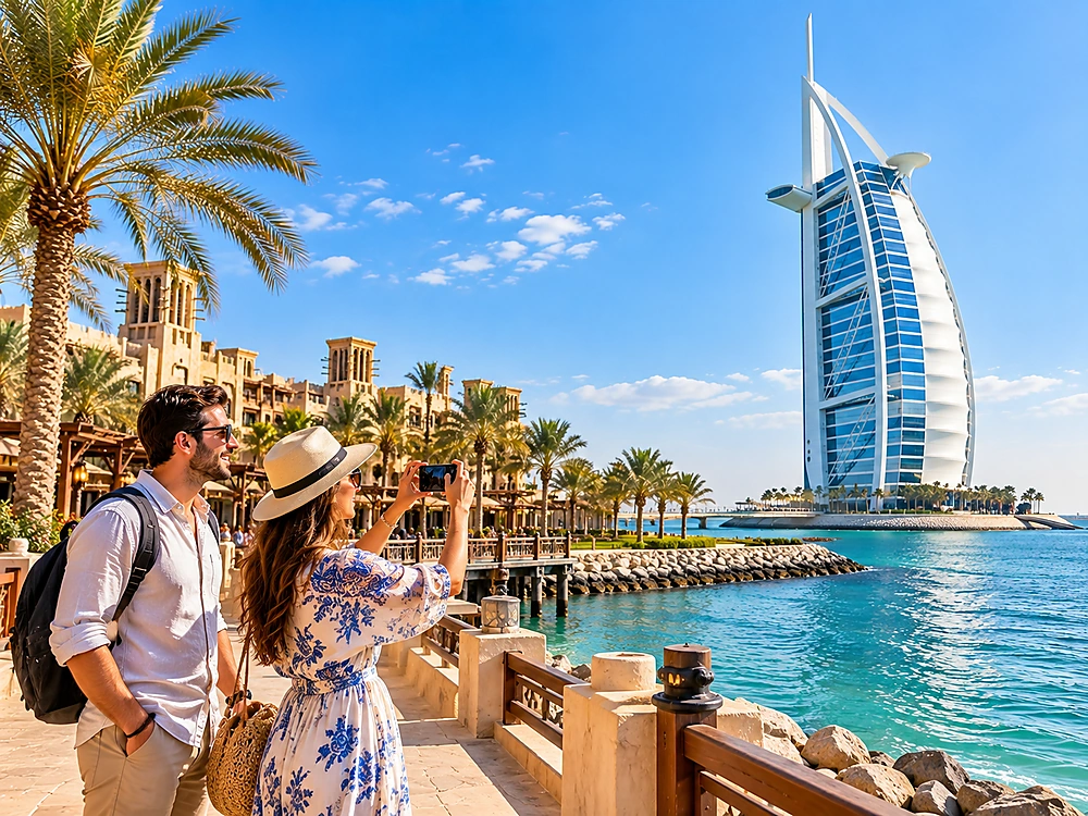 Jumeirah Mosque and Burj Al Arab sightseeing during Half-Day Dubai City Tour