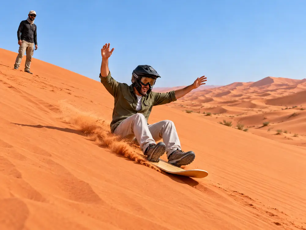 Sandboarding included with Can-Am dune buggy experience Dubai