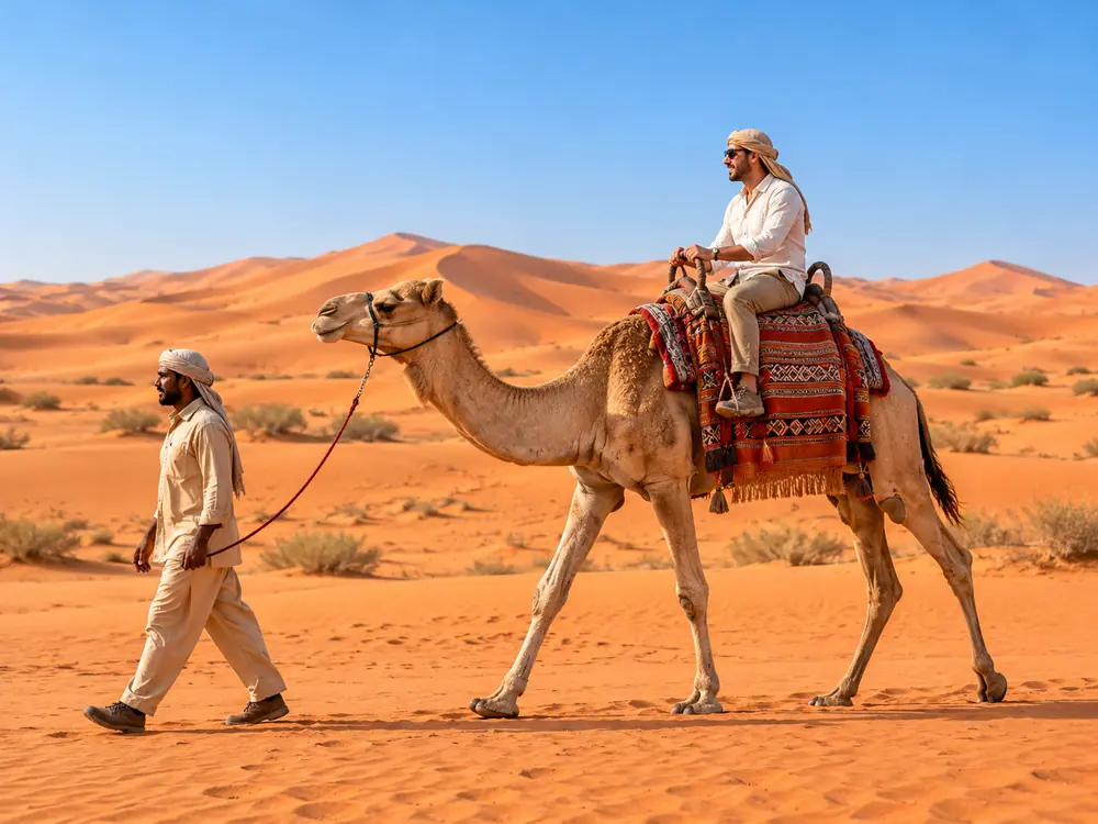 تجربة ركوب الجمال المشمولة في جولة البقي في دبي