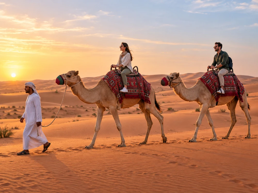 Camel ride included with Can-Am evening desert experience Dubai