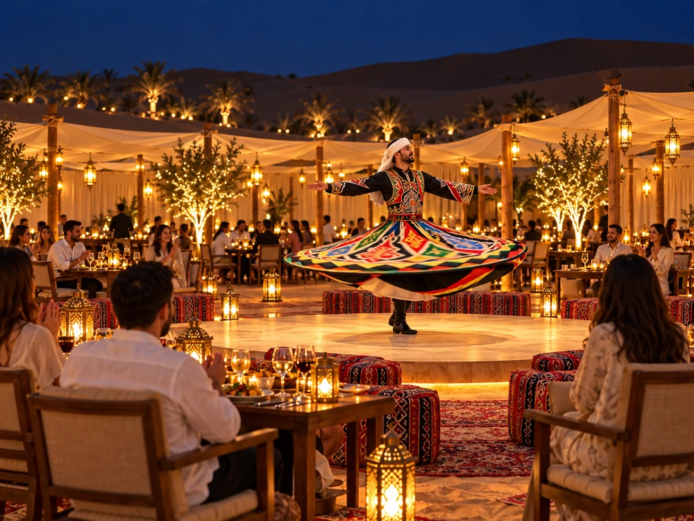 Live entertainment at premium desert camp Dubai