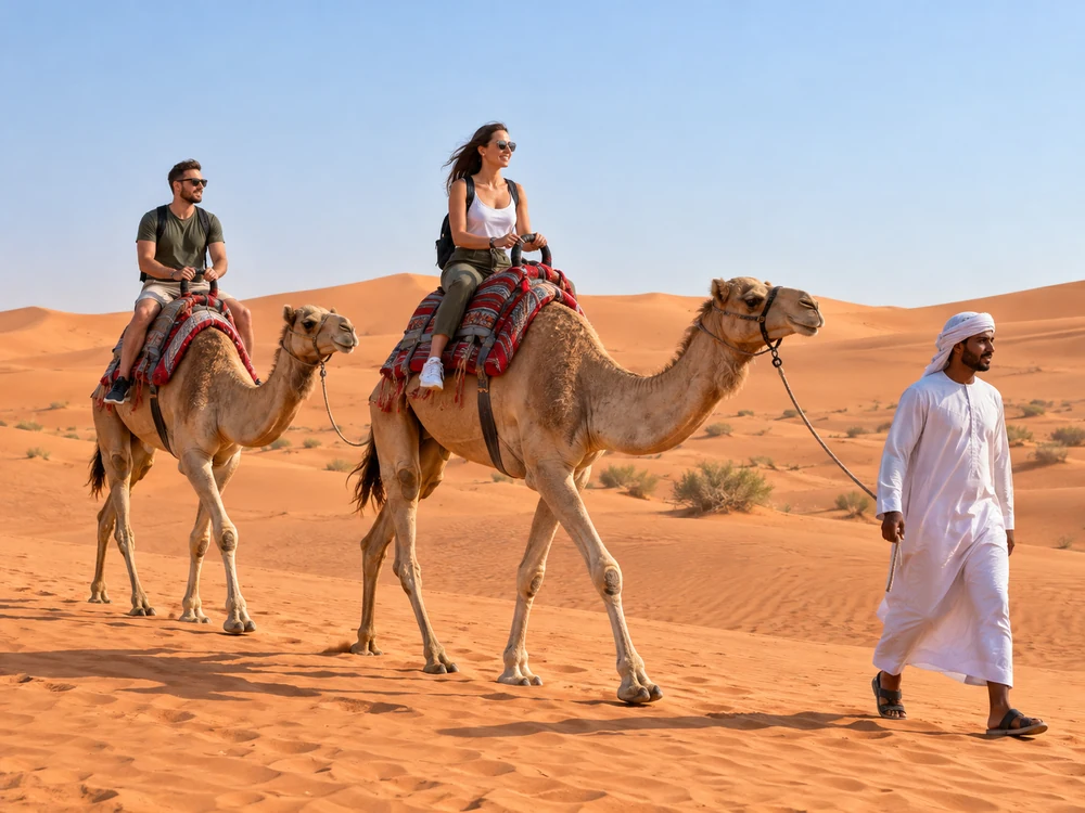 Camel ride included with Polaris dune buggy experience Dubai