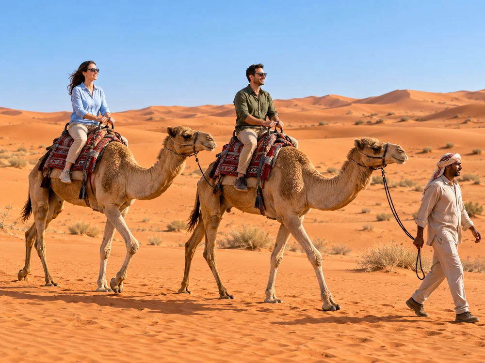 Camel ride included with Polaris dune buggy tour Dubai