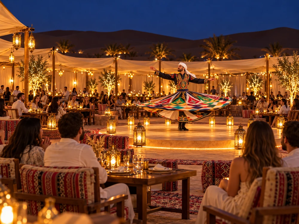Live entertainment at premium desert camp Dubai