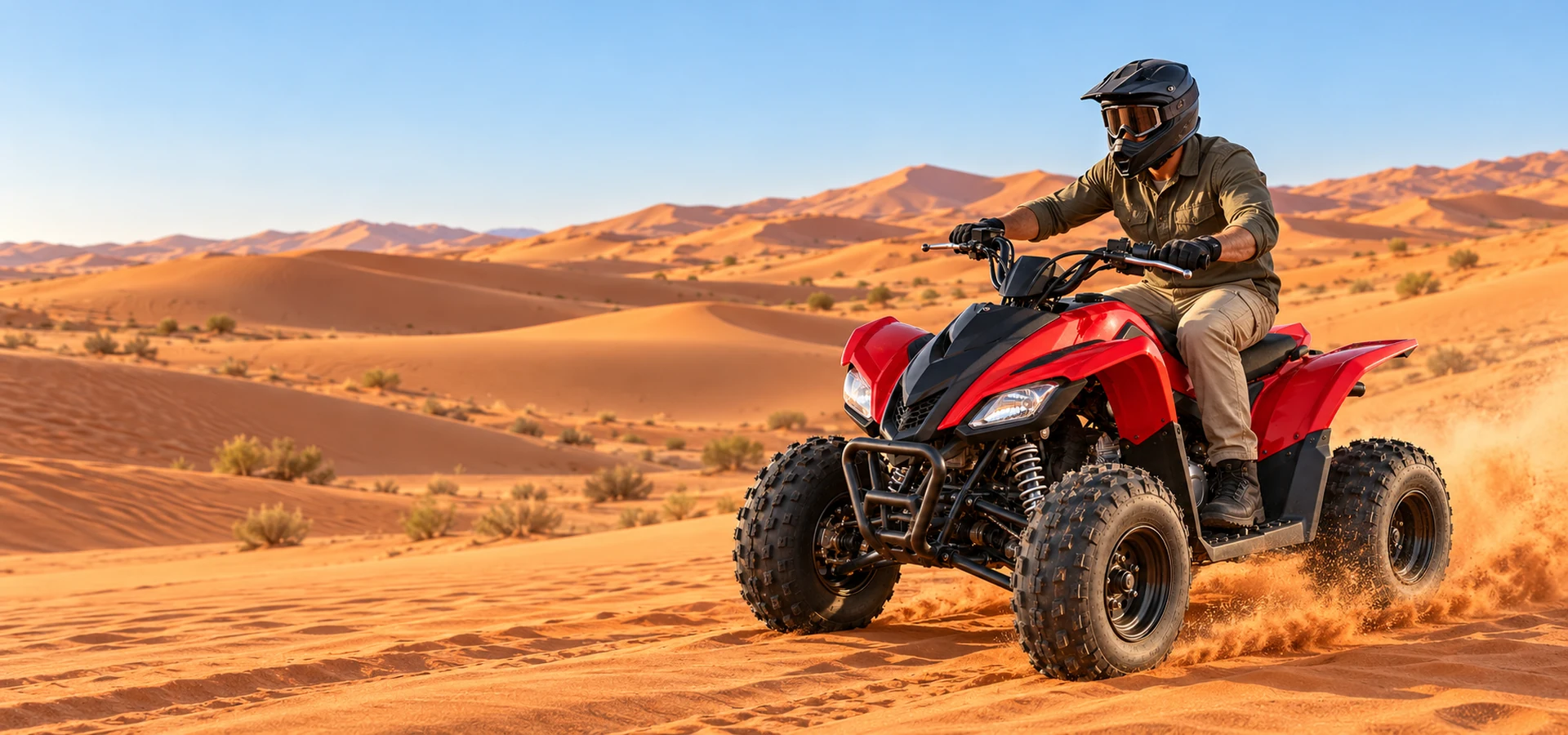 60-minute open desert quad bike ride with camp dinner Dubai